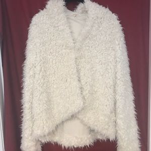 Free People Fluffy White Jacket w Hood